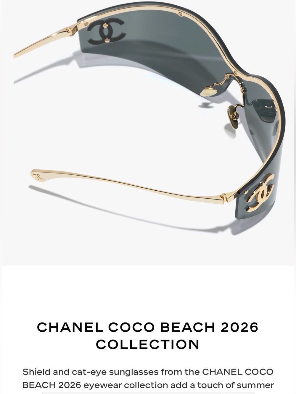 $950 Authentic CHANEL Gray Shield Sunglasses with Gold - Picture 9 of 12